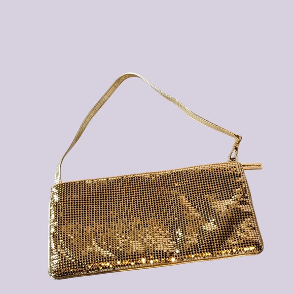 Vintage Whiting and Davis Metallic Metal Mesh Evening Bag Purse Gold Zipper - Picture 4 of 11